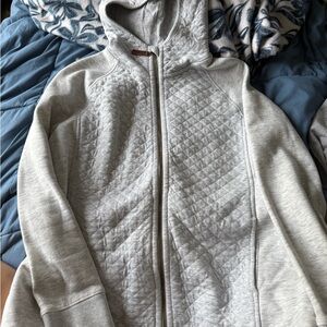 Gray Quilted Zip-Up Hoodie